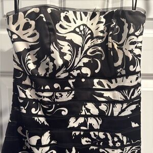 White House Black Market Elegant Black and White Strapless Dress